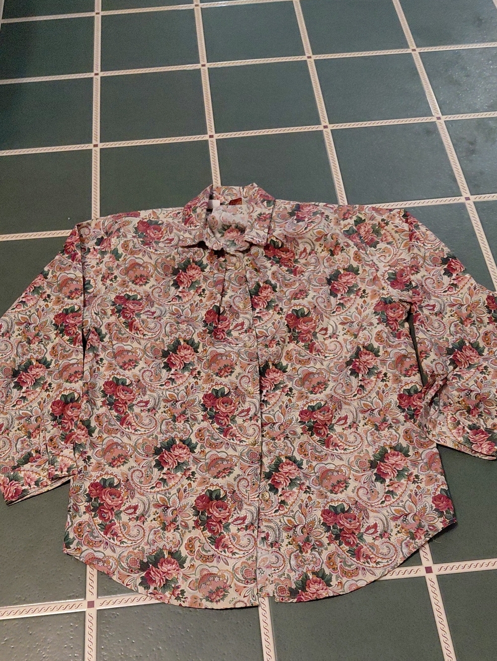 Floral Paisley Button-Down Blouse - Pink Rose